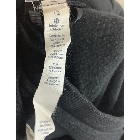 Lululemon Sz 12 Cotton Polyester Pullover Hoodie Black Side Pocket Soft Feel - Picture 6 of 6